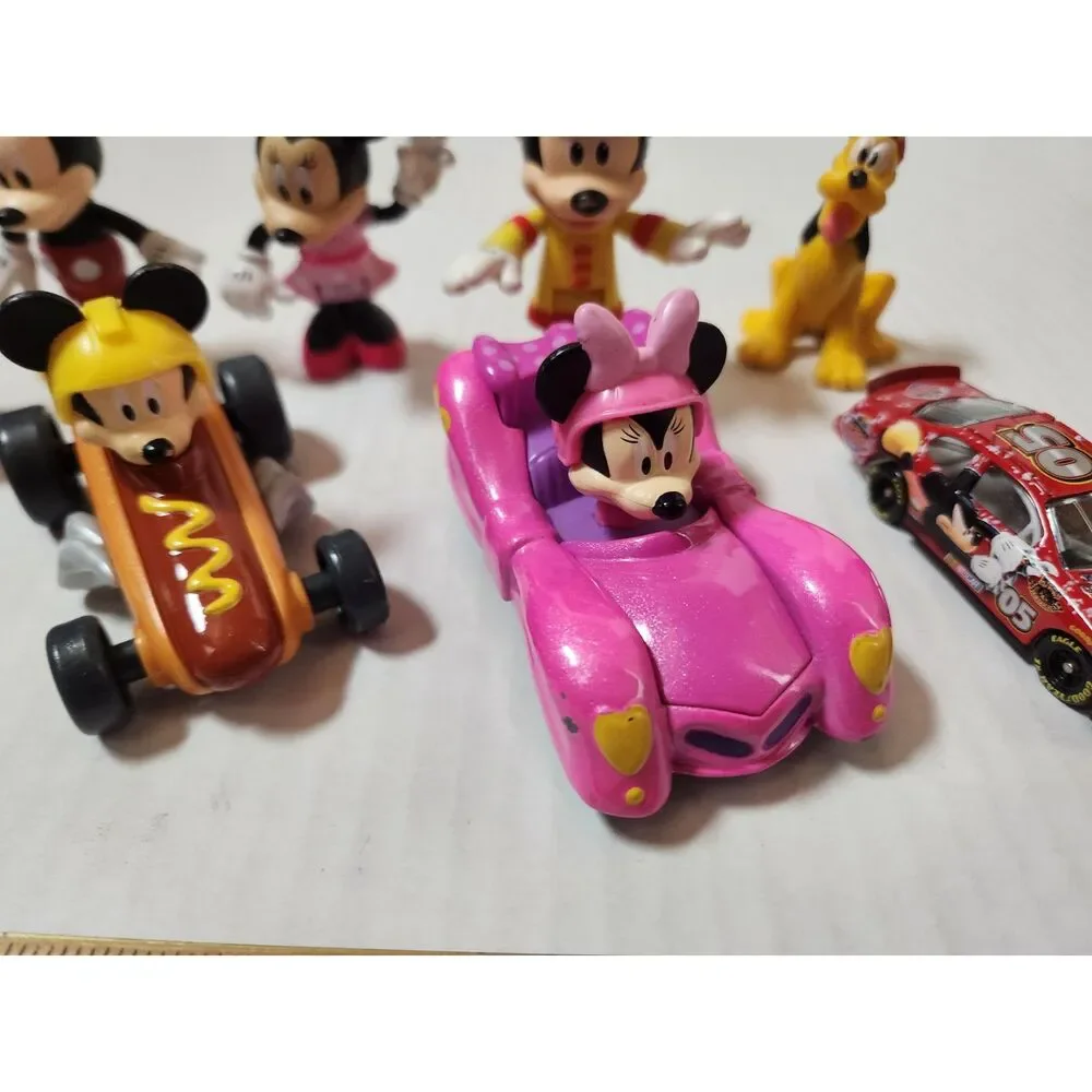 Disney Mickey & Minnie Racer Vehicles Lot w/ Pluto Figurine – Mixed Characters